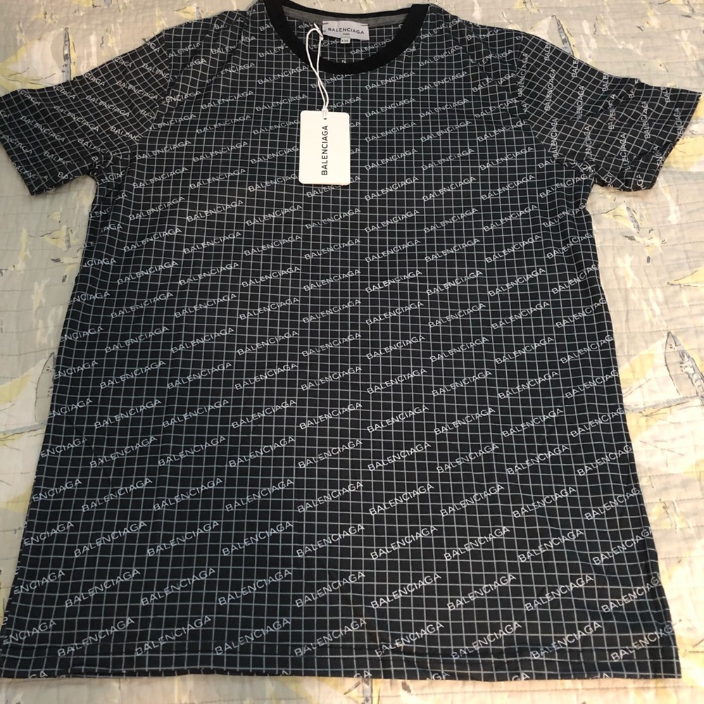 Black Grid All-Over Balenciaga Tee